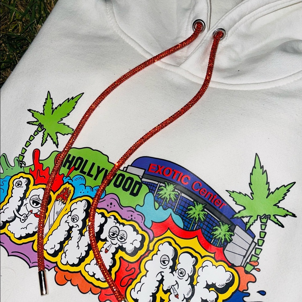 BRAND NEW JOINT ME HOODIE MENS SIZE S-XXL WITH ORANGE SWAROVSKI CRYSTAL STRINGS